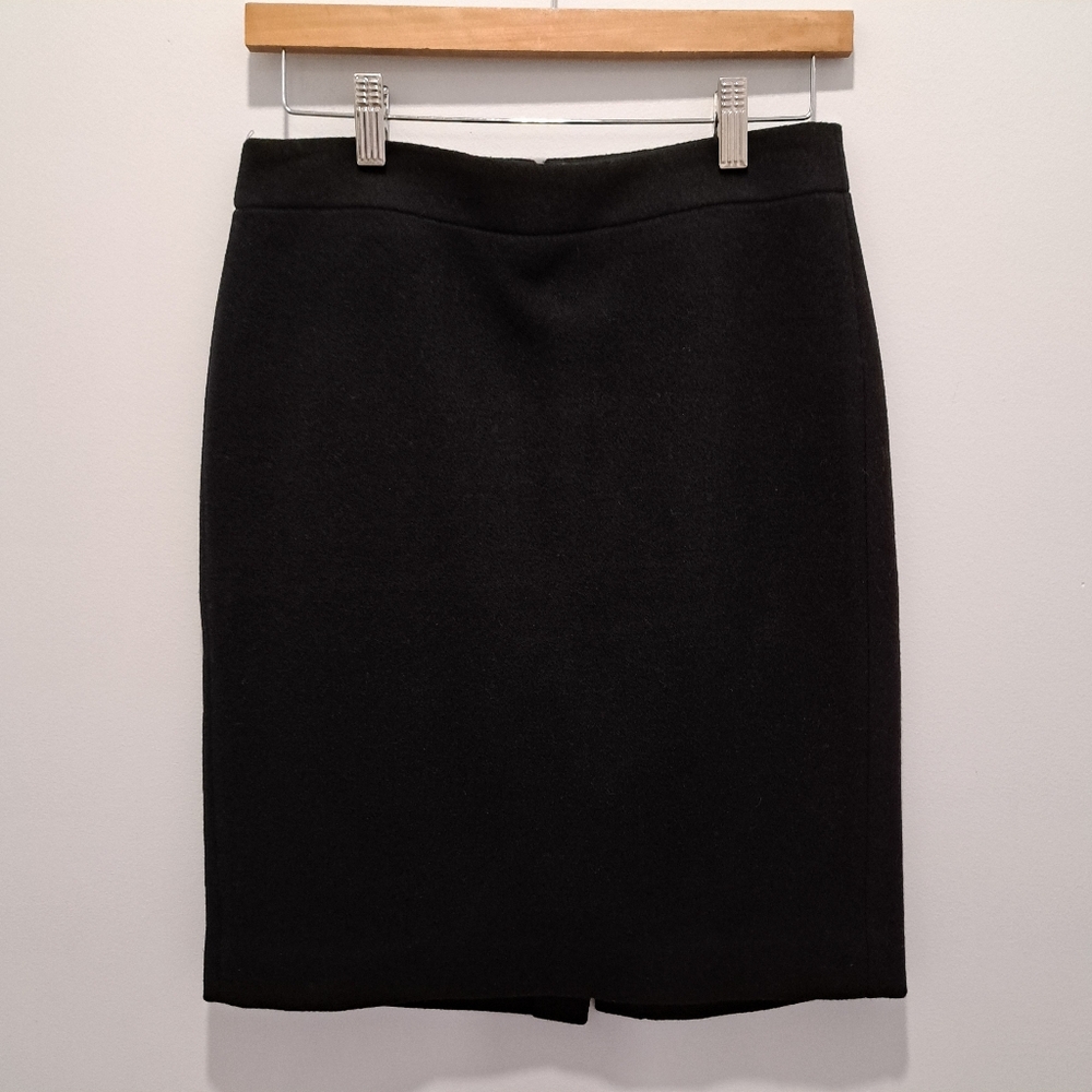 J.Crew Mercantile Black Wool Blend Classic Minimal Academia Pencil Skirt Womens0